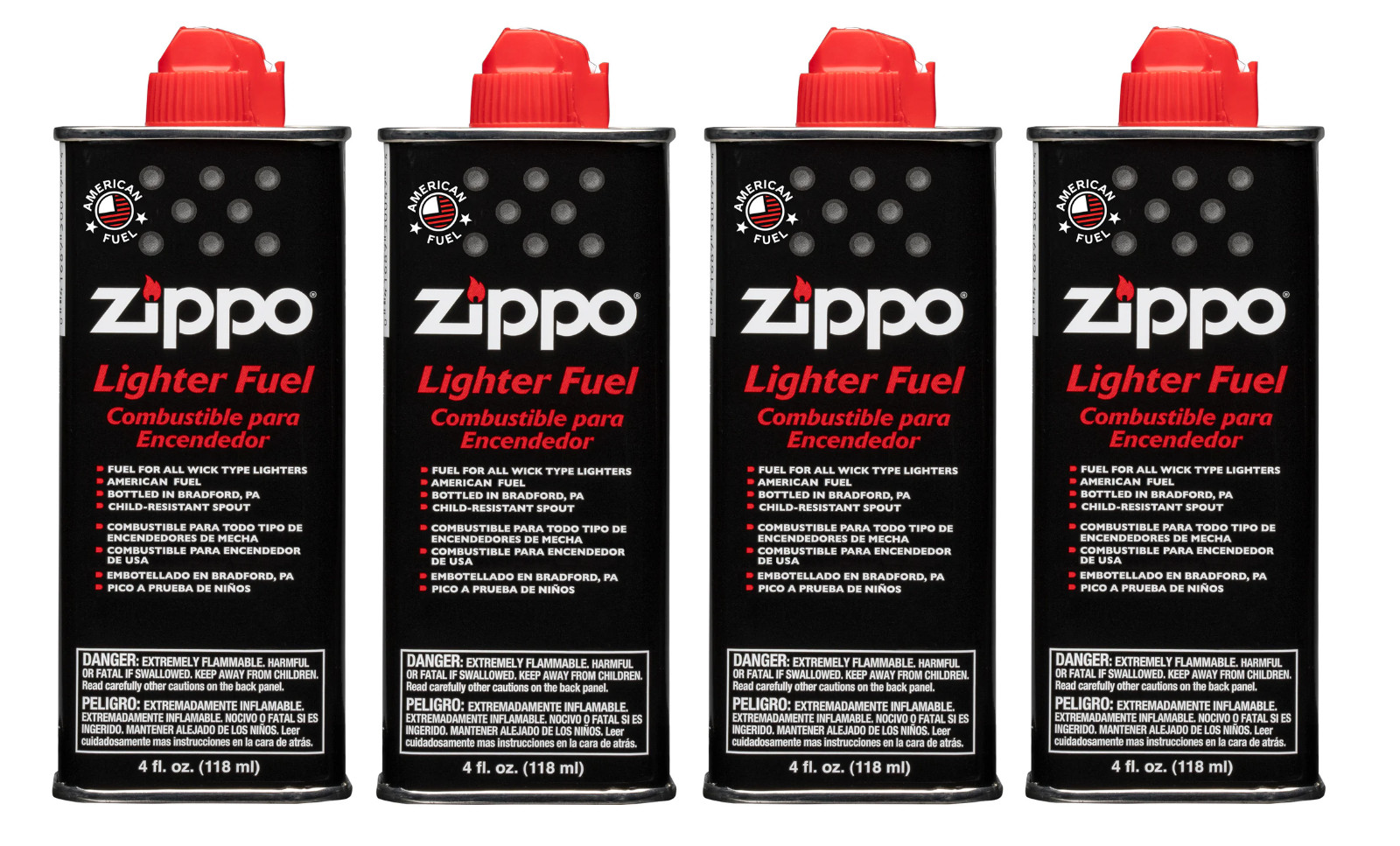 Zippo 4 oz Fuel Fluid for All Zippo Lighters 4 x CAN (Set of 4) Zippo 4 oz Fuel Fluid for All Zippo Lighters 4 x CAN (Set of 4)
