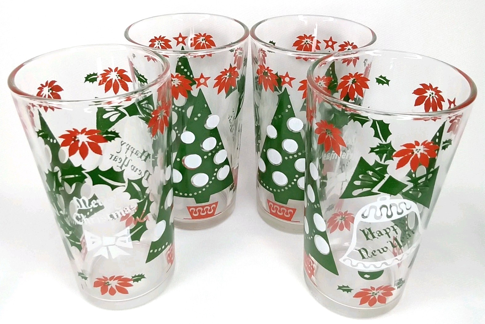 Continental Can Company Hazelware Christmas Tumbler Set Of 4 Vintage 1950s
