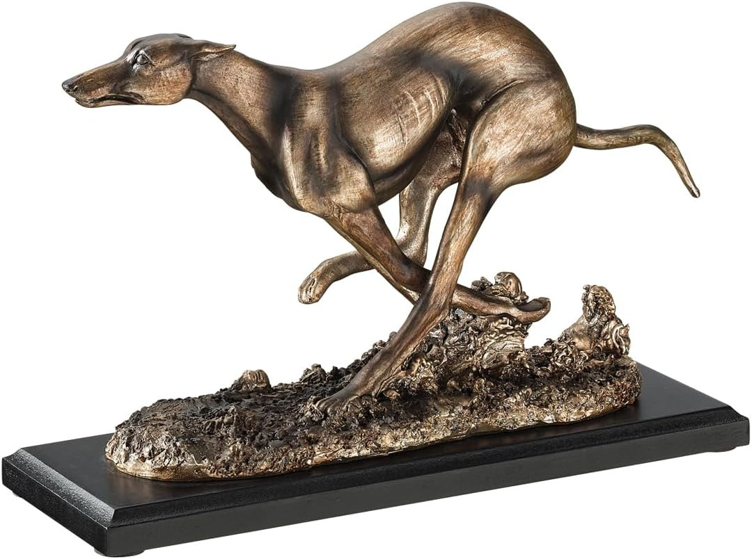 NY1280200 Greyhound Whippet Art Deco Dog Statue, Bronze