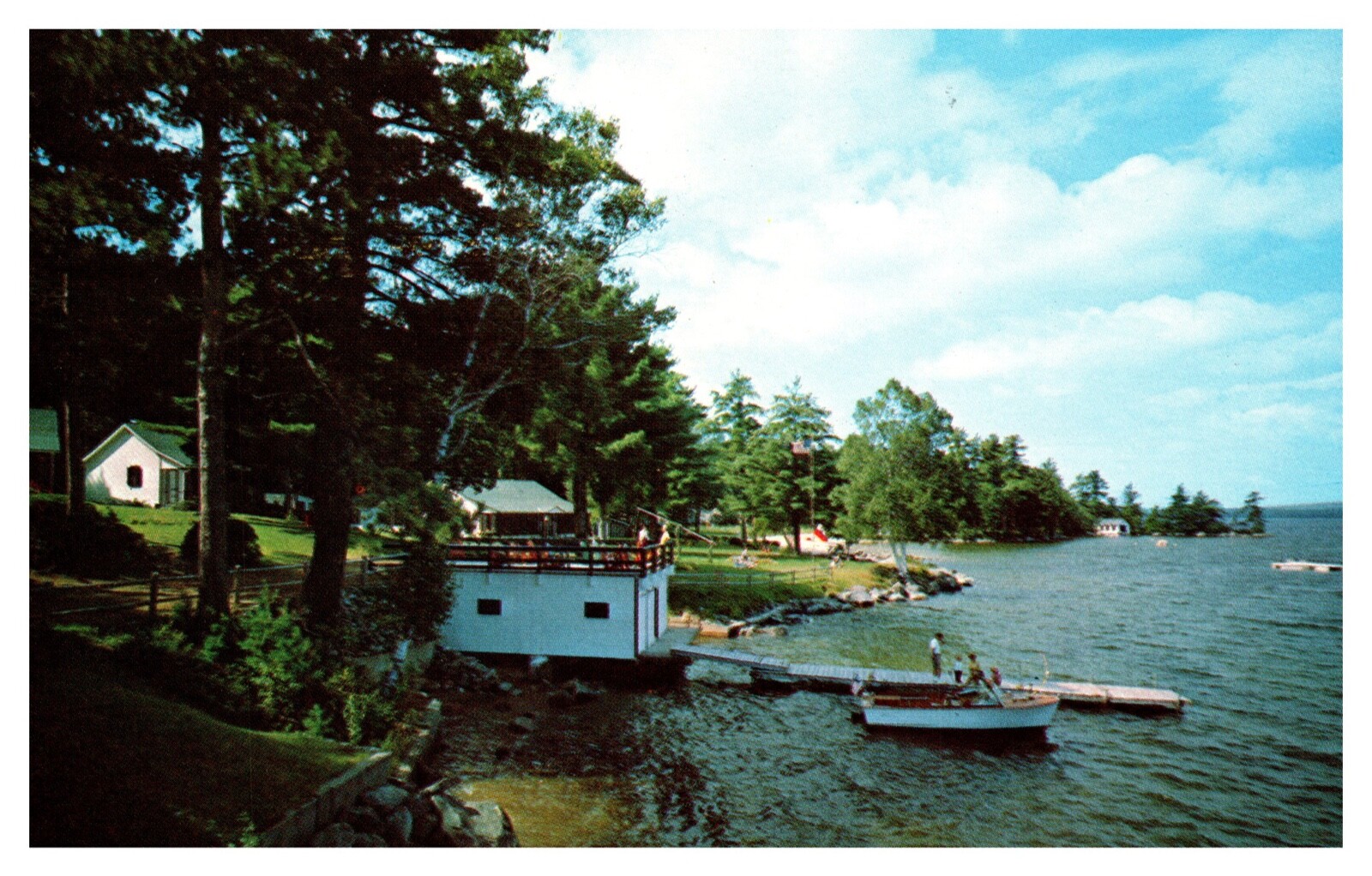 Wolfeboro NH New Hampshire Point Breeze Lake Wentworth Dock Chrome Postcard