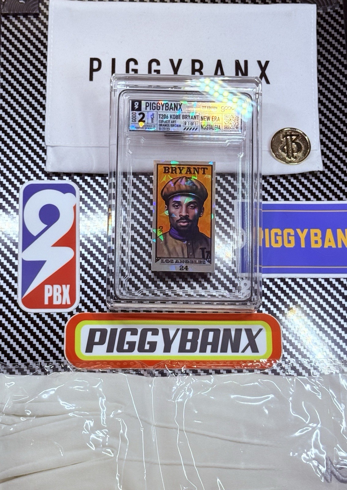 PIGGYBANX Kobe Bryant T206 “Atomic” First Edition #1/1🔥Coin/Stickers/Bag/Box🔥