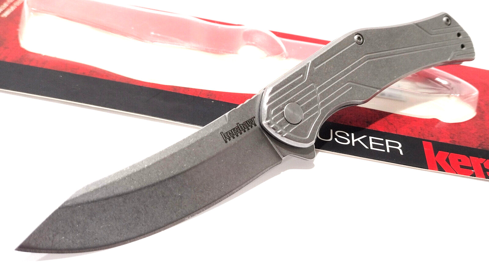 KERSHAW KS1380 Silver HUSKER Tactical Spring Open Assisted Folding Pocket Knife KERSHAW KS1380 Silver HUSKER Tactical Spring Open Assisted Folding Pocket Knife