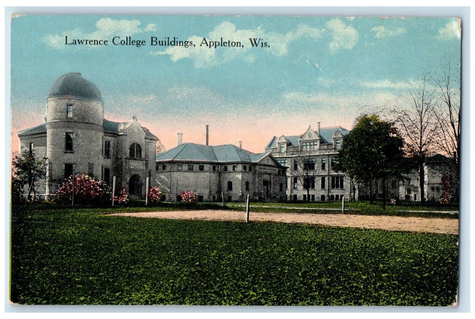 1915 Lawrence College Building Appleton Stetsonville Wisconsin WI Postcard
