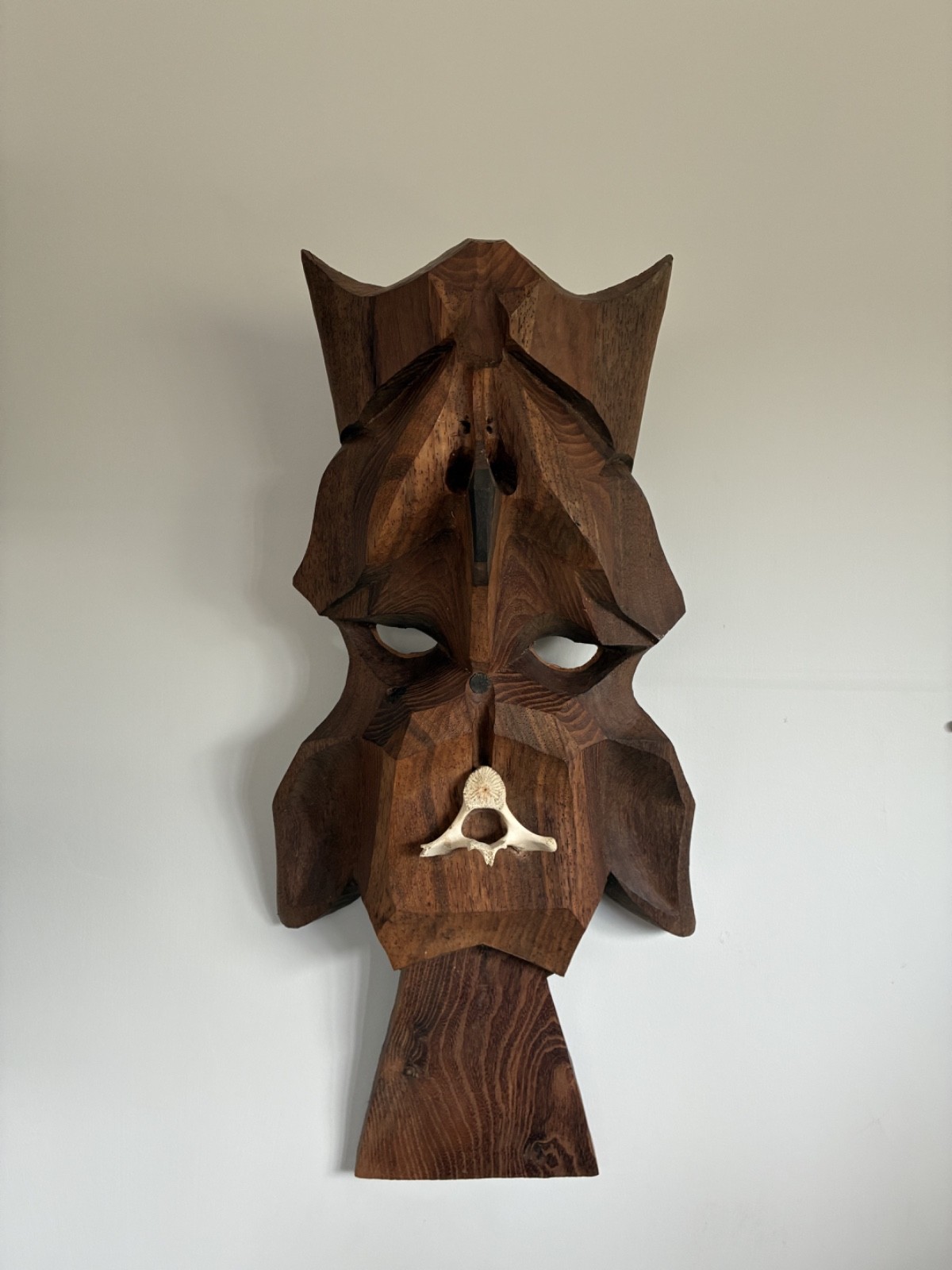 Vintage Mid Century Modern MCM Abstract Carved Wood Owl Sculpture original art