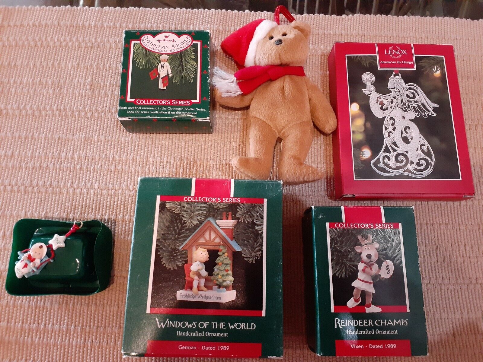 Vintage Christmas tree ornament lot Hallmark Lenox TY Collectors series 88 89 97