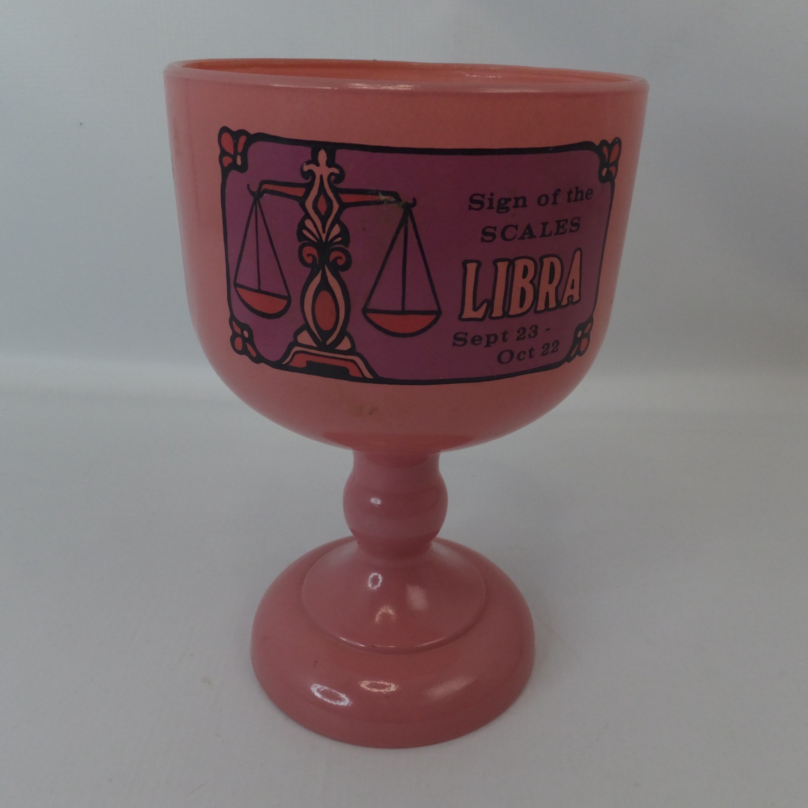 Indiana Tiara Pink Glass Libra Zodiac Goblet 8\