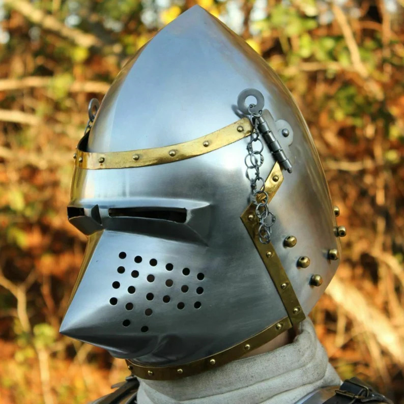 Medieval Hounskull Pigface Bascinet 18g Functional Re-enactment Armor Helmet