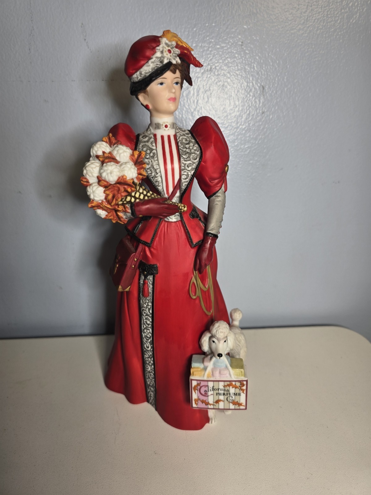 1997 Mrs. Albee Award Avon Porcelain Figurine in Red with White Poodle 10\