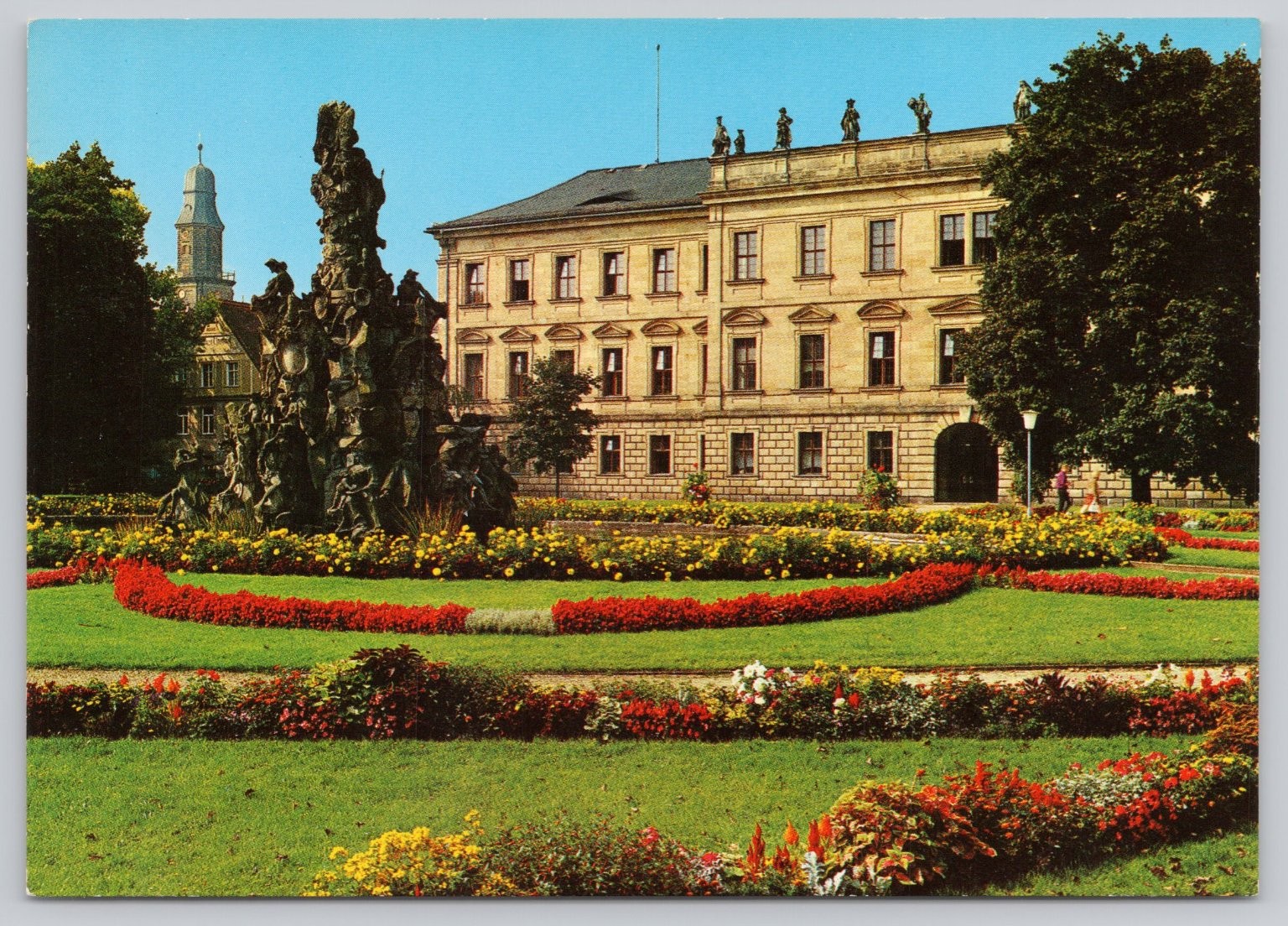 Vintage Photochrome Postcard of Erlangen Schloss mit Park Germany