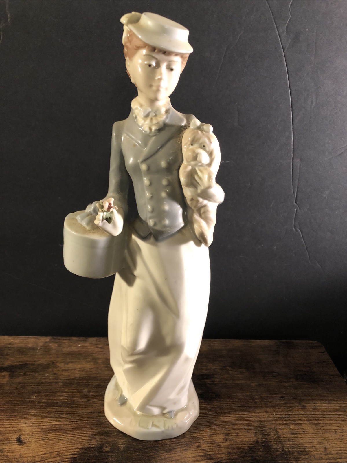 Vintage Nadal  Lady with Maltese Dog Flowers 13\