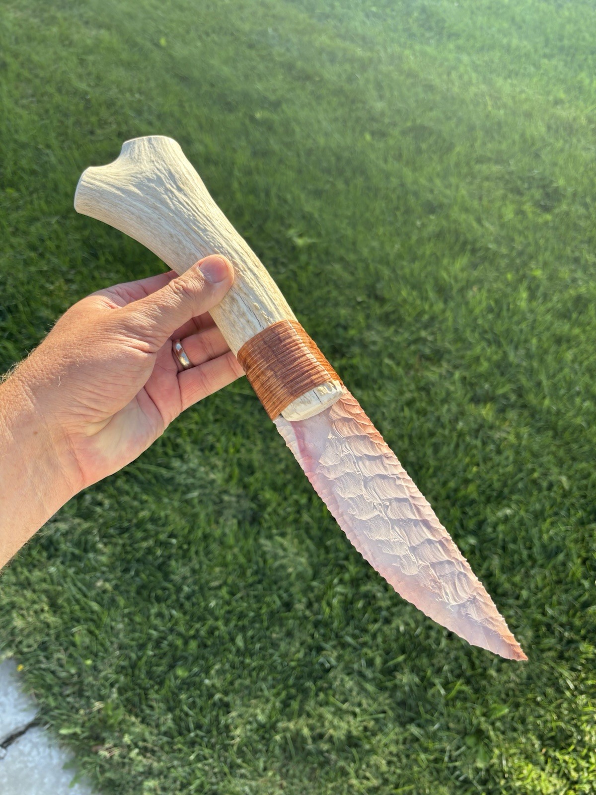 Huge Elk Antler Mookiate Jasper Skinning Knife Flint Knapping Rendezvous Knives Huge Elk Antler Mookiate Jasper Skinning Knife Flint Knapping Rendezvous Knives