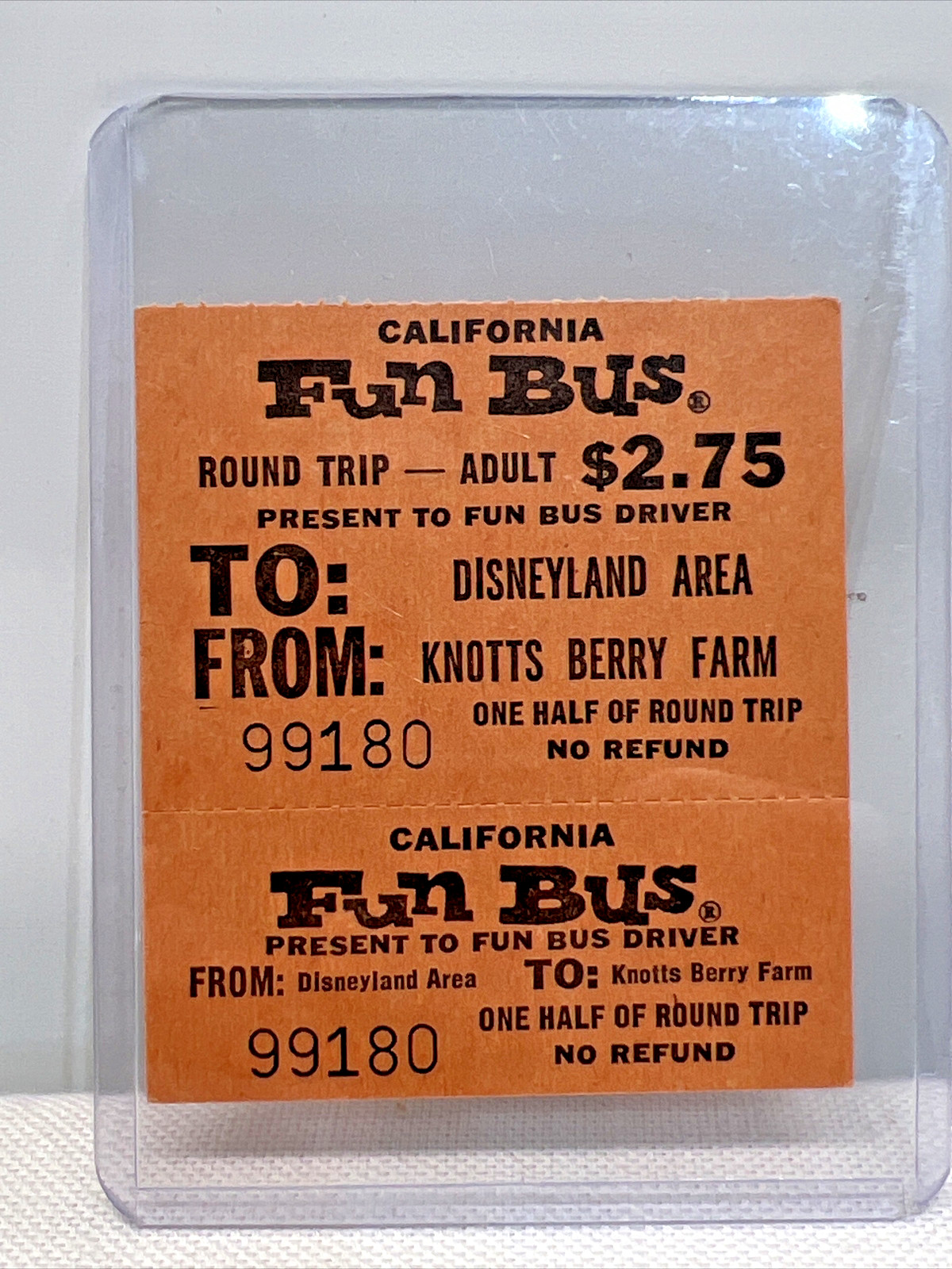 Vintage 1970\'s Disneyland Fun Bus Ticket Unused Very Rare Round Trip