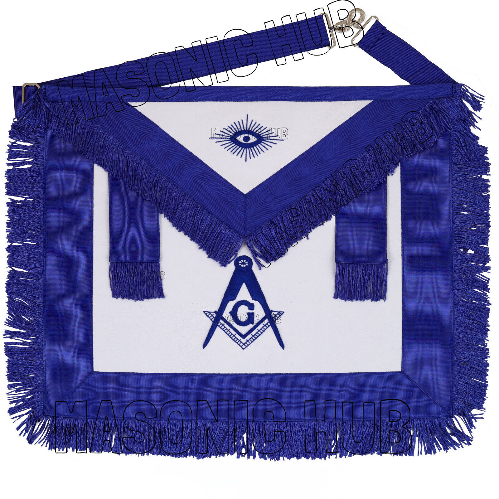 Handcrafted 100% Lambskin Masonic Master Mason Blue Lodge Apron with Blue Fringe