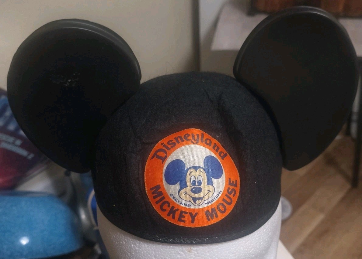 1960 Disneyland Mickey Mouse Ears Felt Hat & Plastic Ears With Name Jill On Back