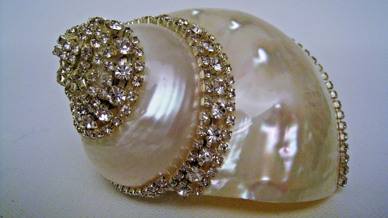 Cristina Ferrare Swarovski Bejeweled Large Seashell Mother of Pearl New Vintage
