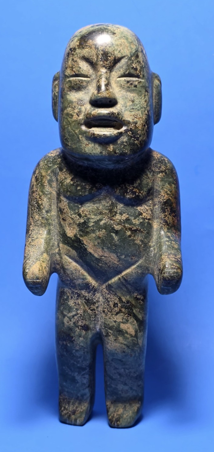 PRE-COLUMBIAN OLMEC STYLE SERPENTINE STONE STANDING FIGURE 6.5\