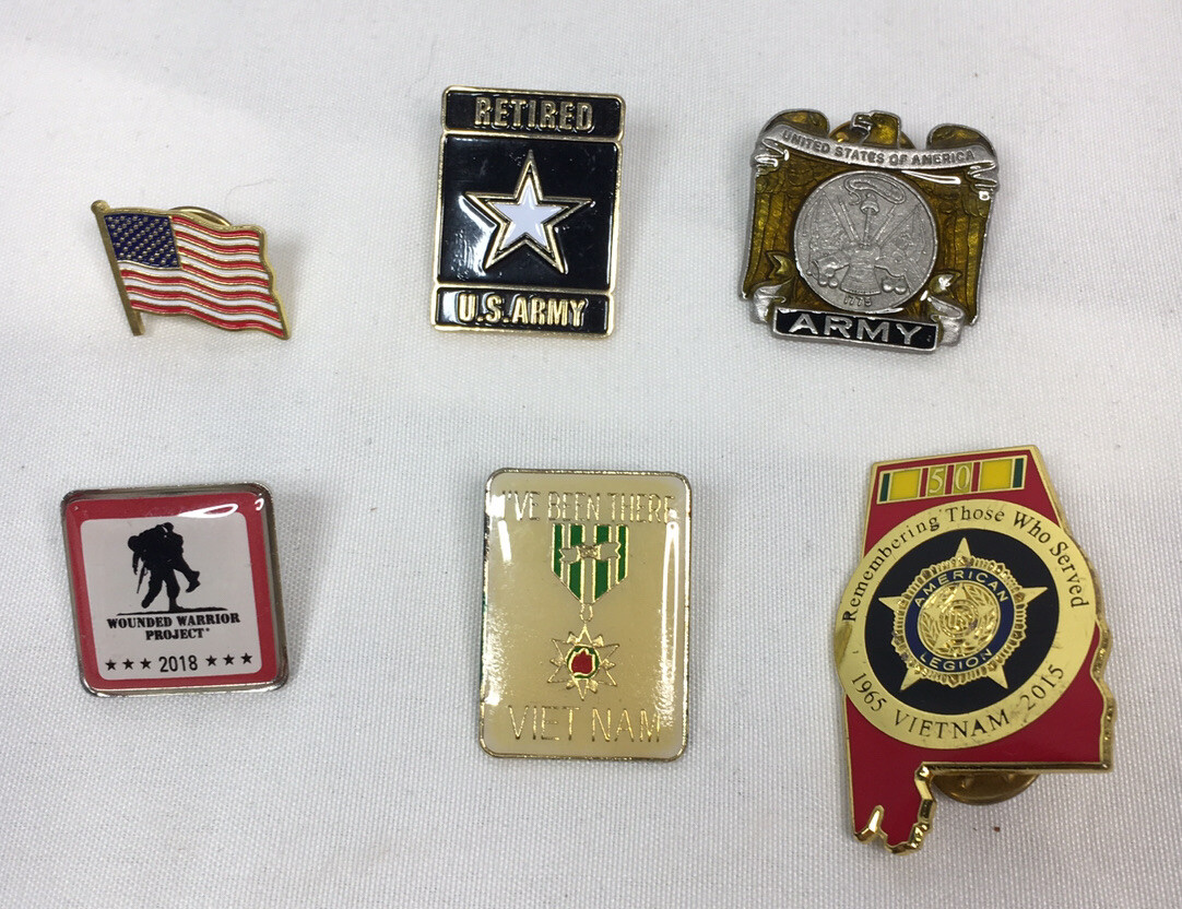 Military Hat Lapel Pins Vietnam Remember Wounded Warrior US Army American Legion