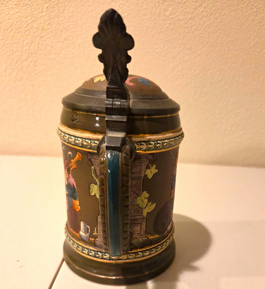 Vintage S. P. Gerz .5L Musicians and Dancing Stein. #1218. Made In Germany. Vintage S. P. Gerz .5L Musicians and Dancing Stein. #1218. Made In Germany.