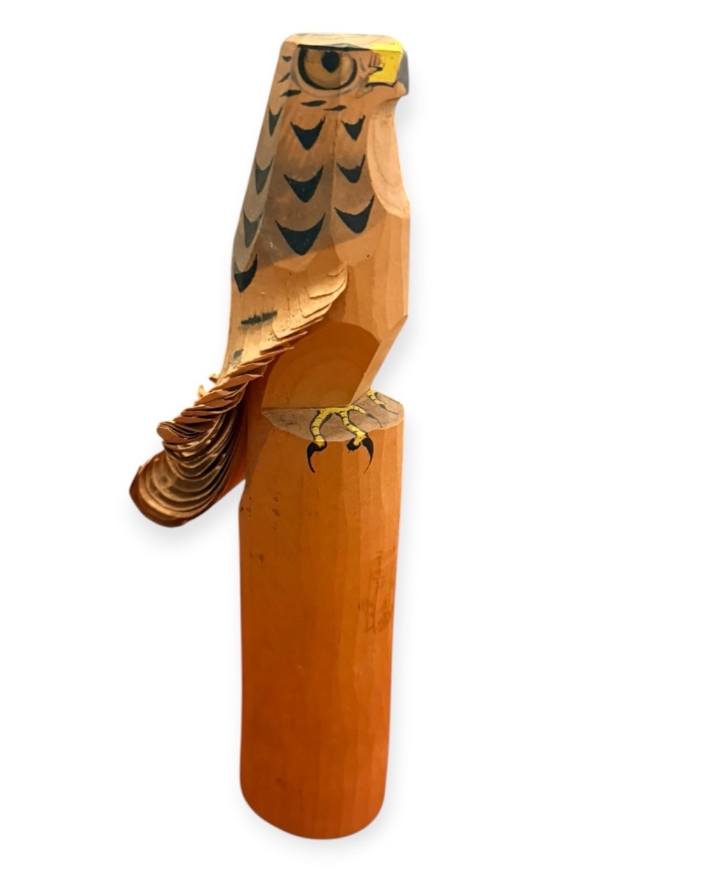 Vintage Japanese Sasano Bori Otakapoppo Carved Wood Hawk Falcon Folk Art