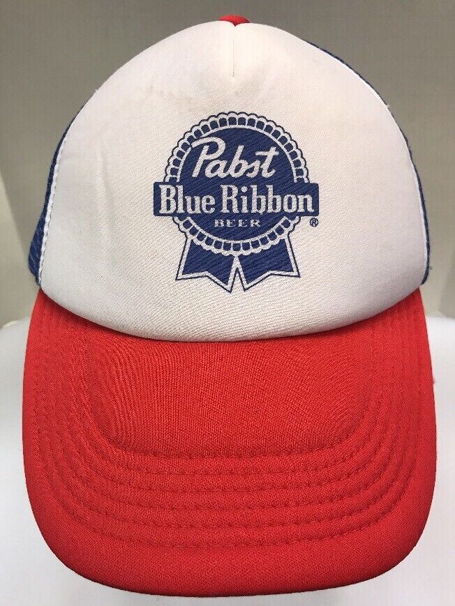 Pabst Blue Ribbon Trucker Hat Baseball Cap Beer Hat Mesh Snap Back PBR