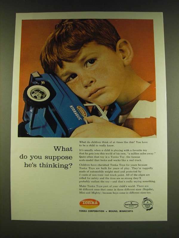1966 Tonka Toys Ad - What do you suppose he\'s thinking?