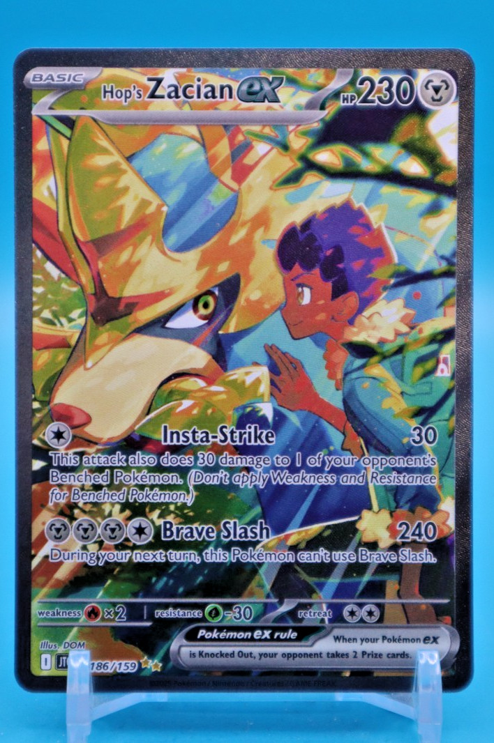 Pokémon Hop’s Zacian ex 186/159 Sv09 Journey Together Ultra Rare Full Art Holo