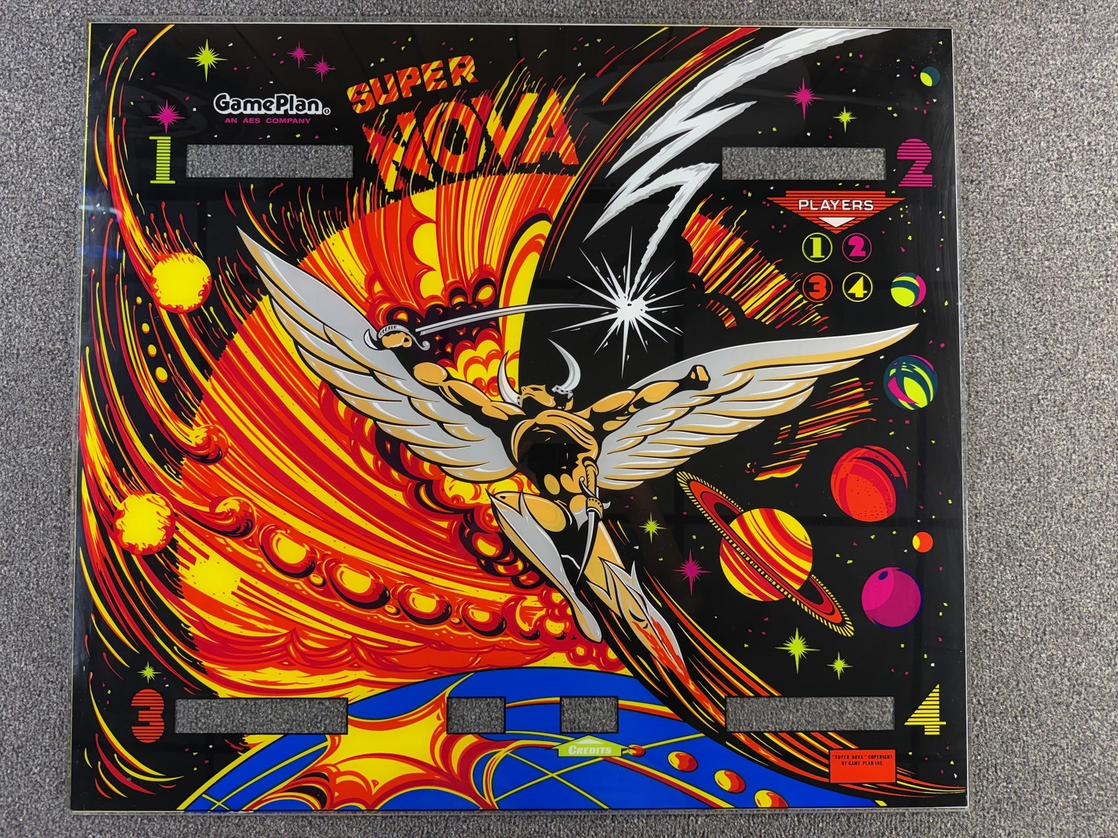 Game Plan Super Nova Pinball Machine Game Backglass Original NOS