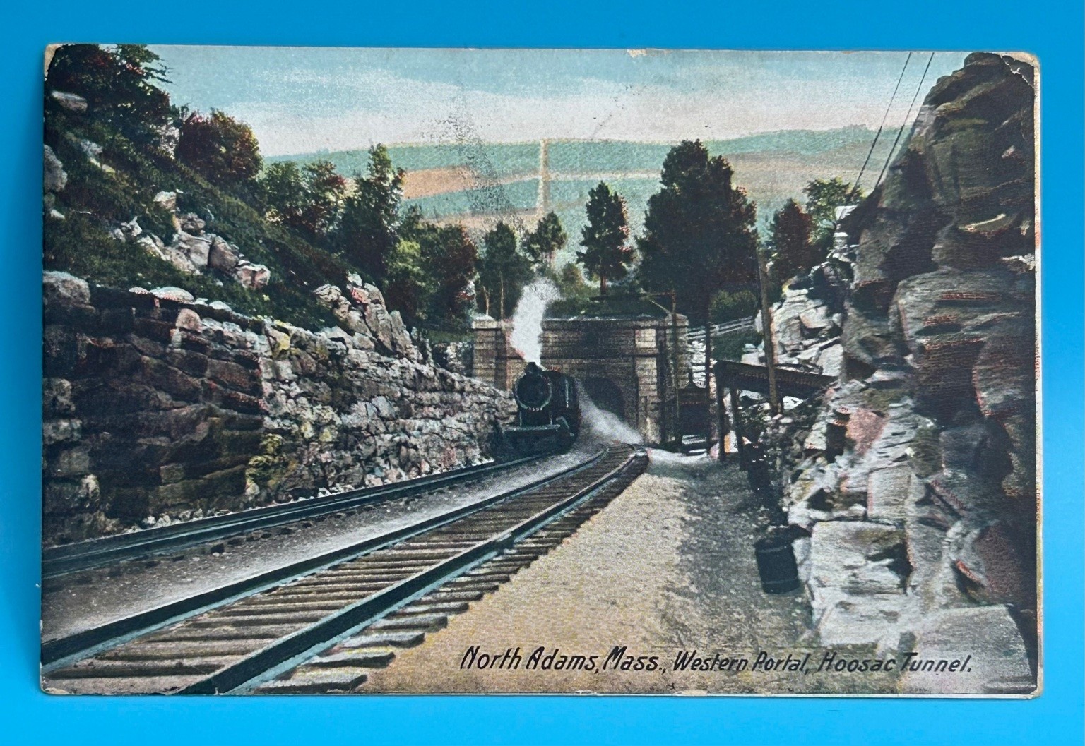 1909 North Adams MA Hoosac Tunnel Train Western Portal Postcard