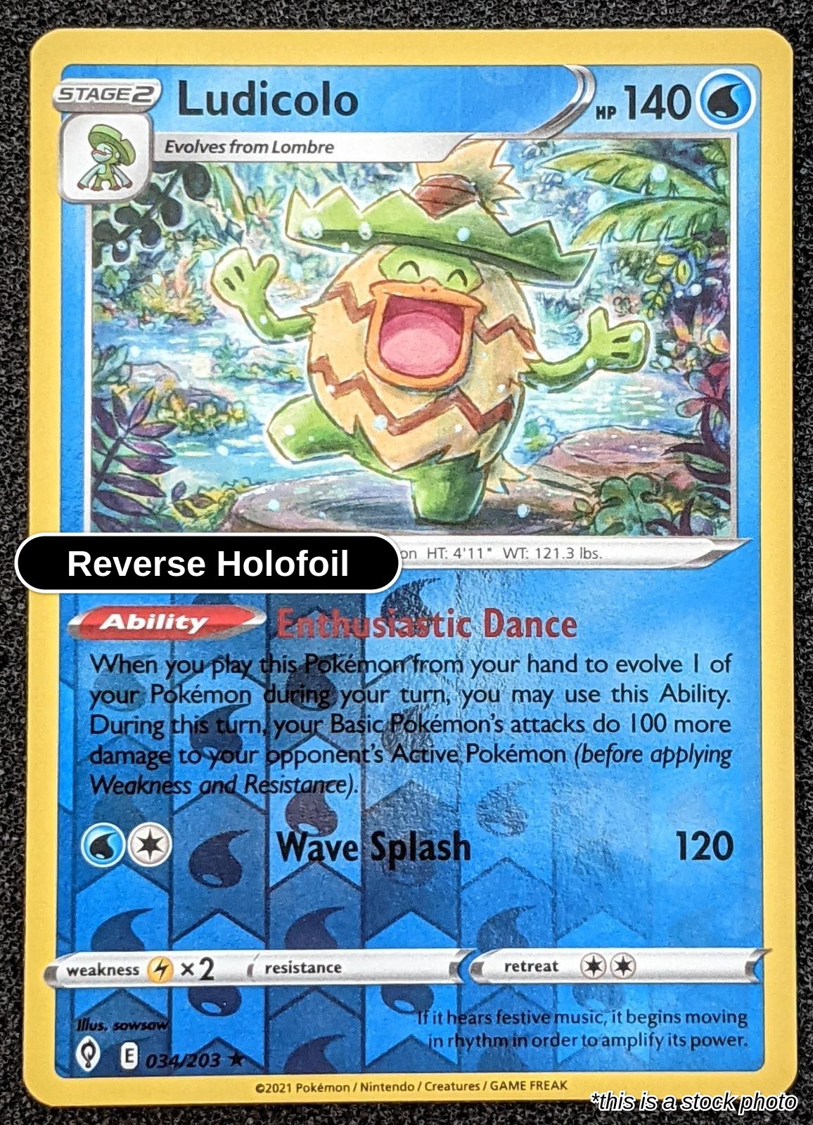 Ludicolo : SWSH07 Reverse Holofoil - 034/203 Near Mint Ludicolo : SWSH07 Reverse Holofoil - 034/203 Near Mint