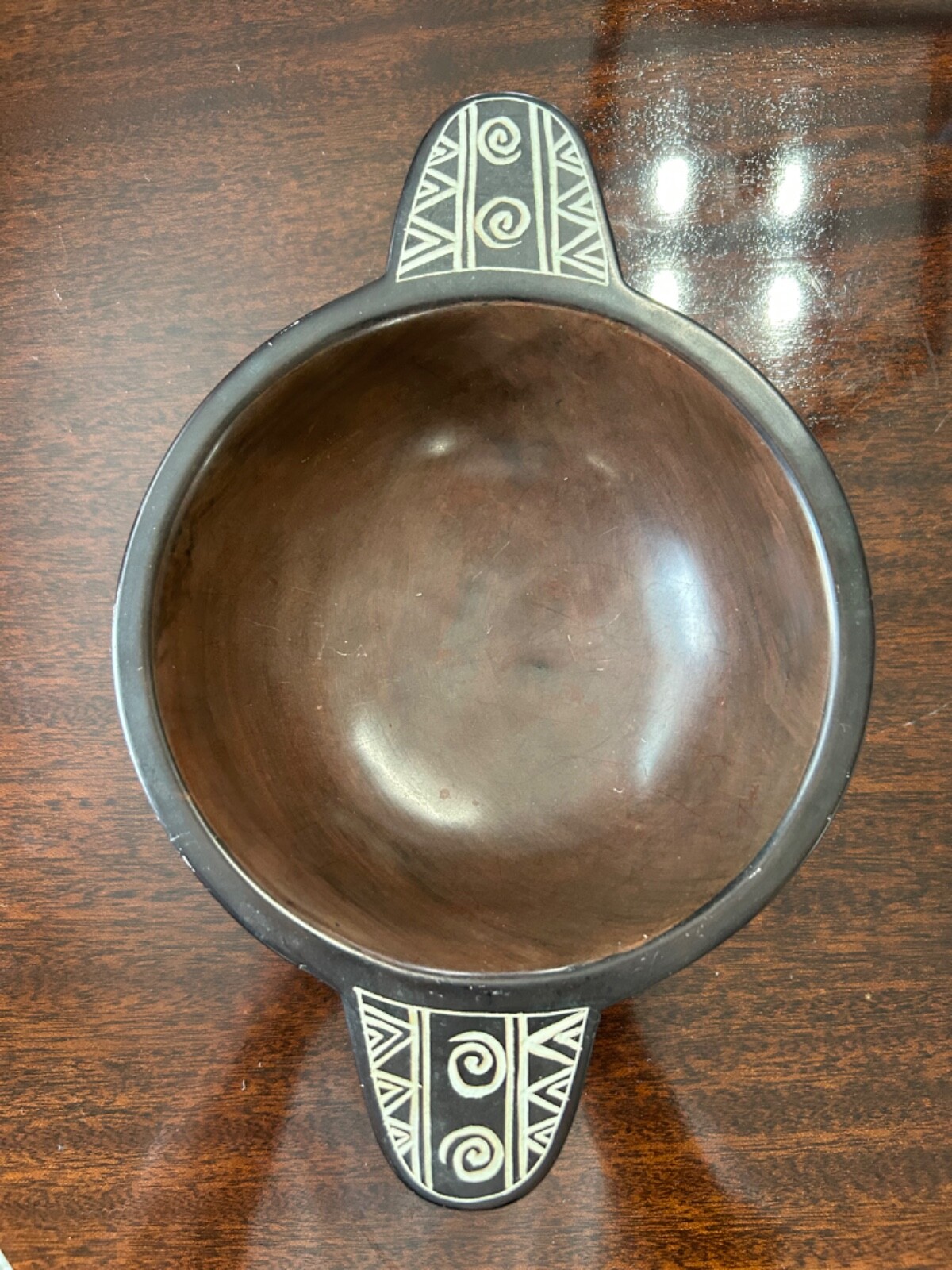 Handmade Native Soapstone Hand Carved Bowl with Engravings Made in Kenya 9\