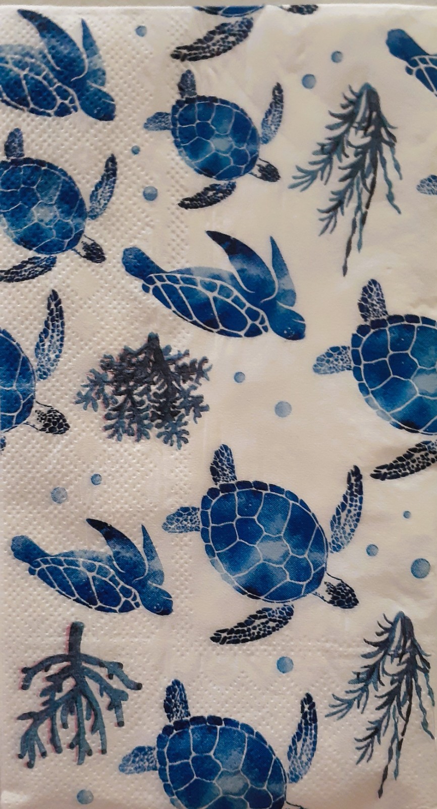 2 individual Paper Decoupage NAPKINS TOWELS - SEA TURTLE OCEAN SEALIFE BLUE