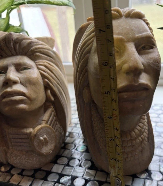 Set 2 Alabaster Carved Heads