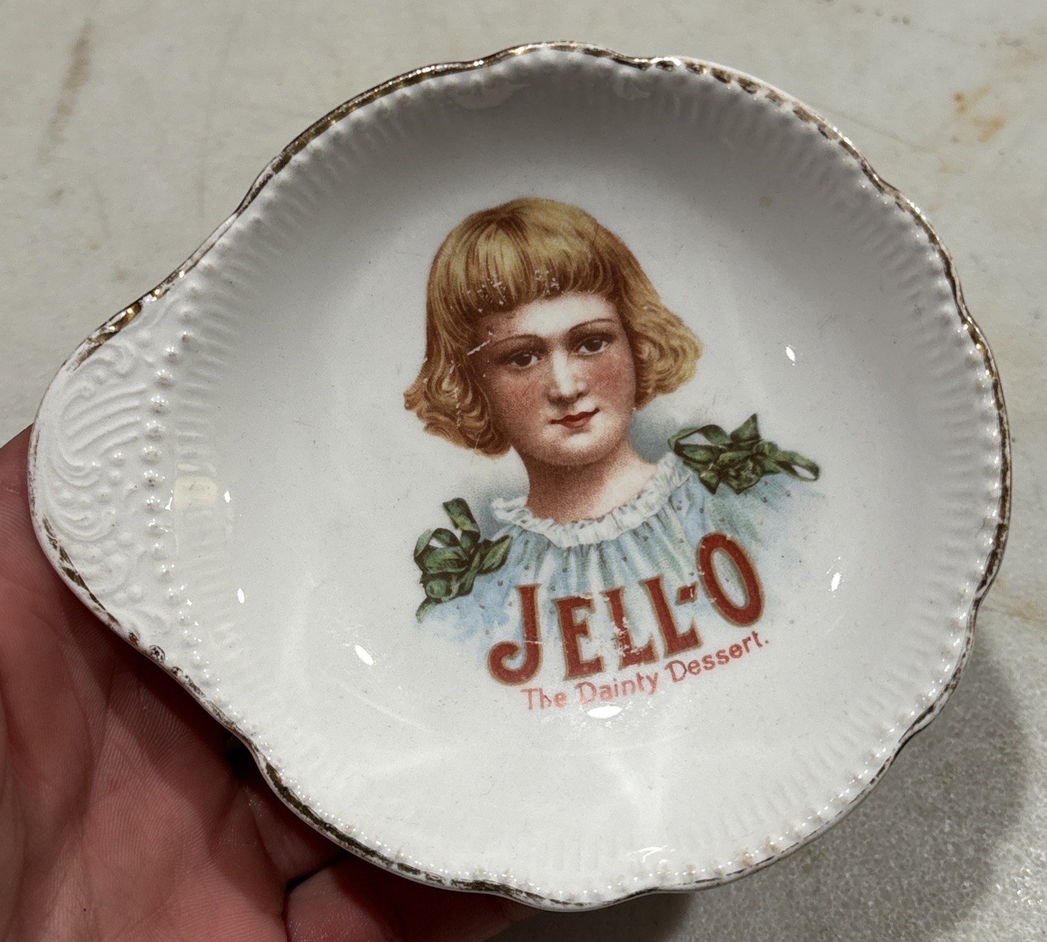 ANTIQUE Very Rare Vintage JELLO ADVERTISING Glass DISH