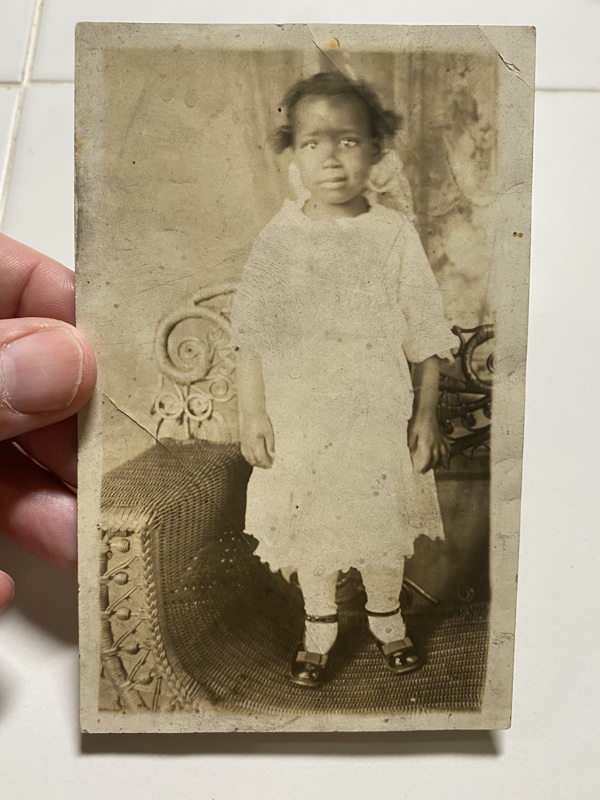 VTG 1920s Antique Photo Black Americana Young Girl Portrait AZO RPPC Postcard