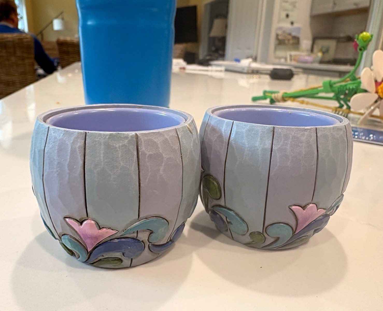 Jim Shore Heartwood Creek Set of 2 Tea Light Candle Holders Floral Folk Art