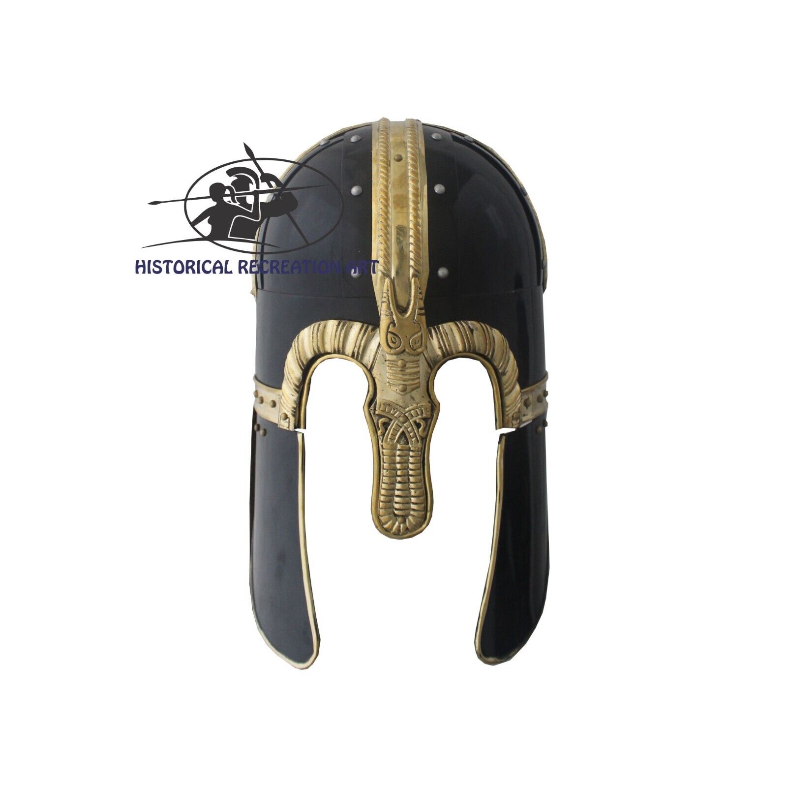 Viking Coppergate Helmet with Handmade Brass Crafting Design | Halloween Gift