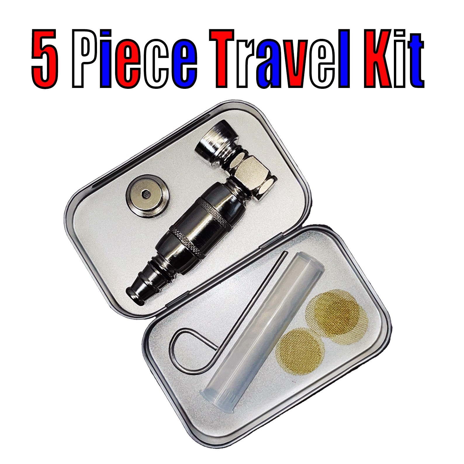 5 Pc. Travel Kit Classic Chamber Pipe w /5 Brass Screens Smoking Poker Dube Tube