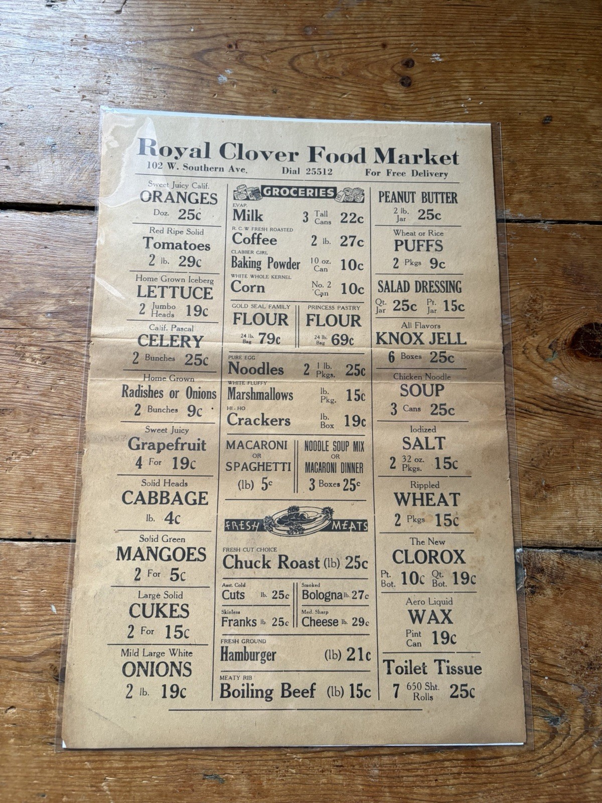 Vintage 1930s 1940s Royal Clover Food Market Grocery Store Newspaper Ad Flyer