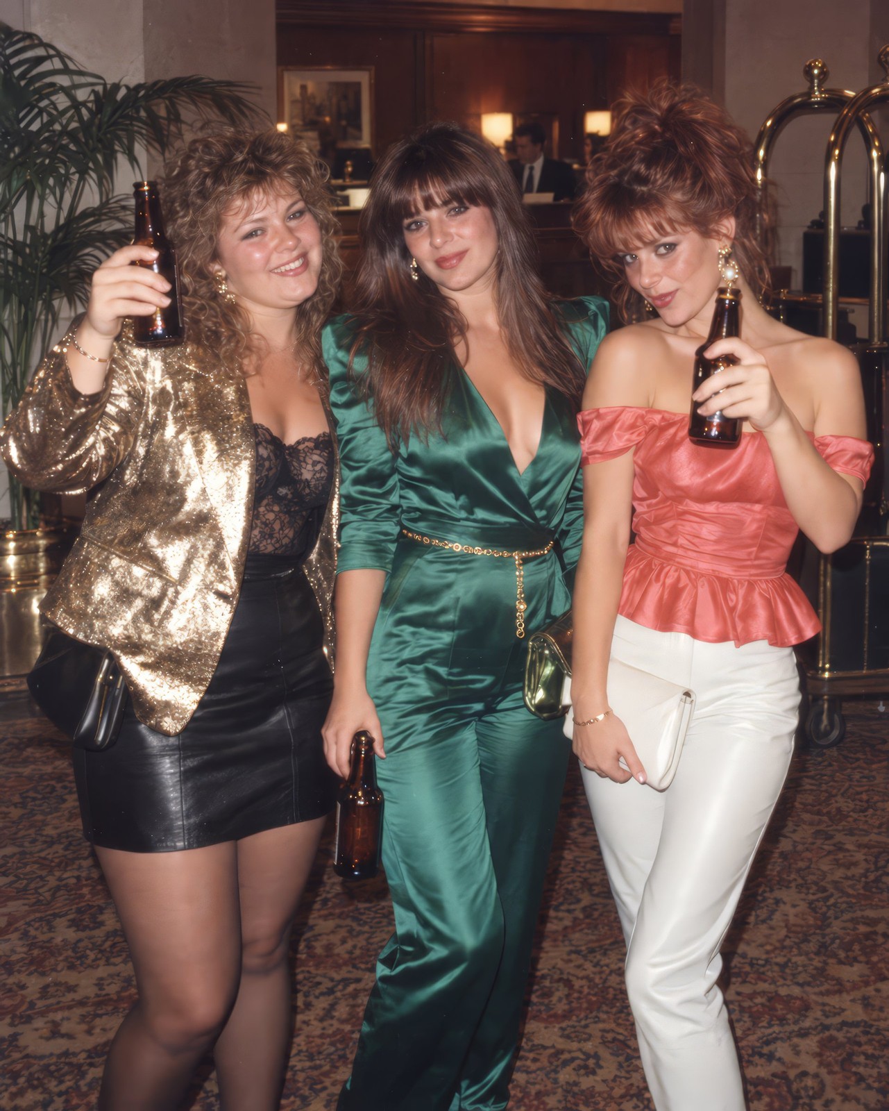 Curly Brunette Curvy Woman Pinup 80s Party Glamour 8x10 Photo Print - 92753