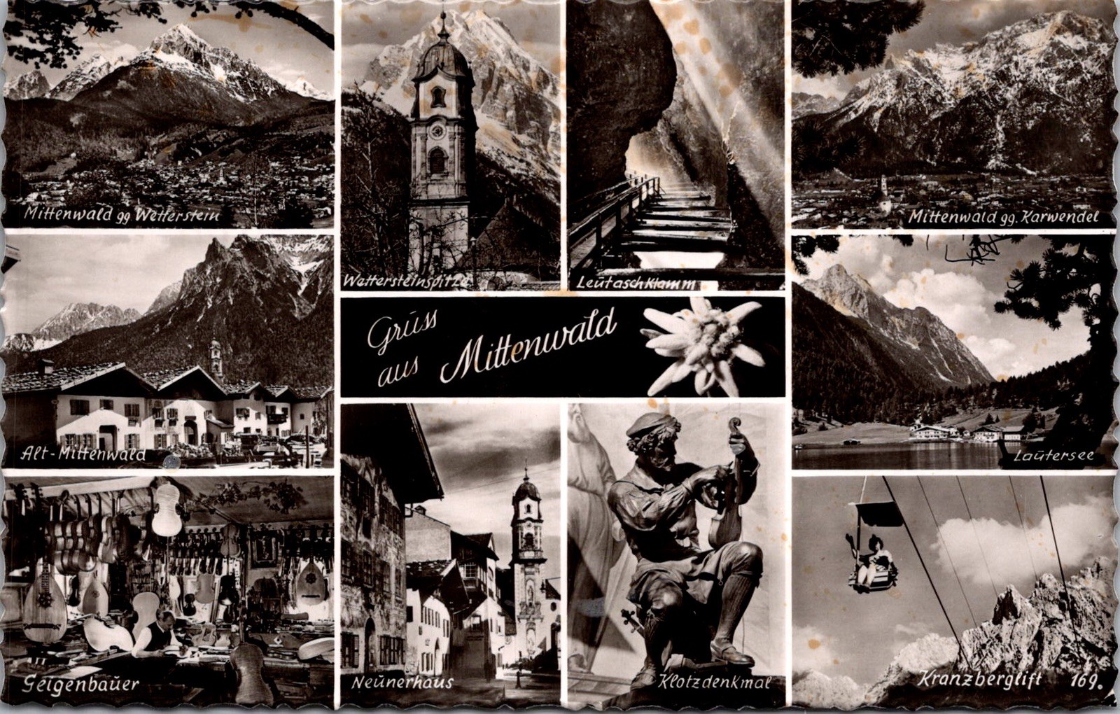 Mittenwald Germany Sepia Stamp Real Photo RPPC Postcard