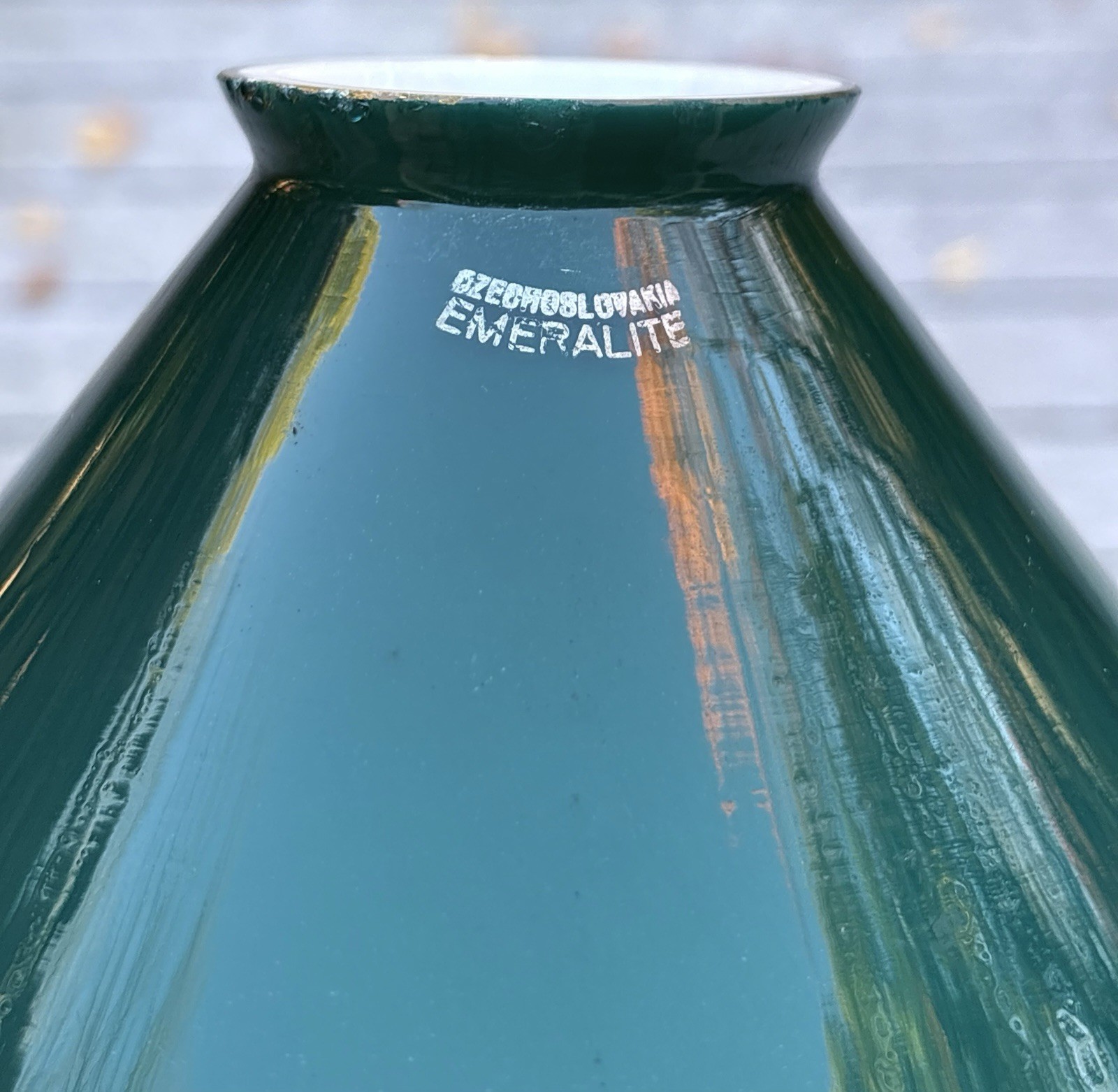 Vintage Marked Czech Emeralite Green Dome Cased Glass 10\