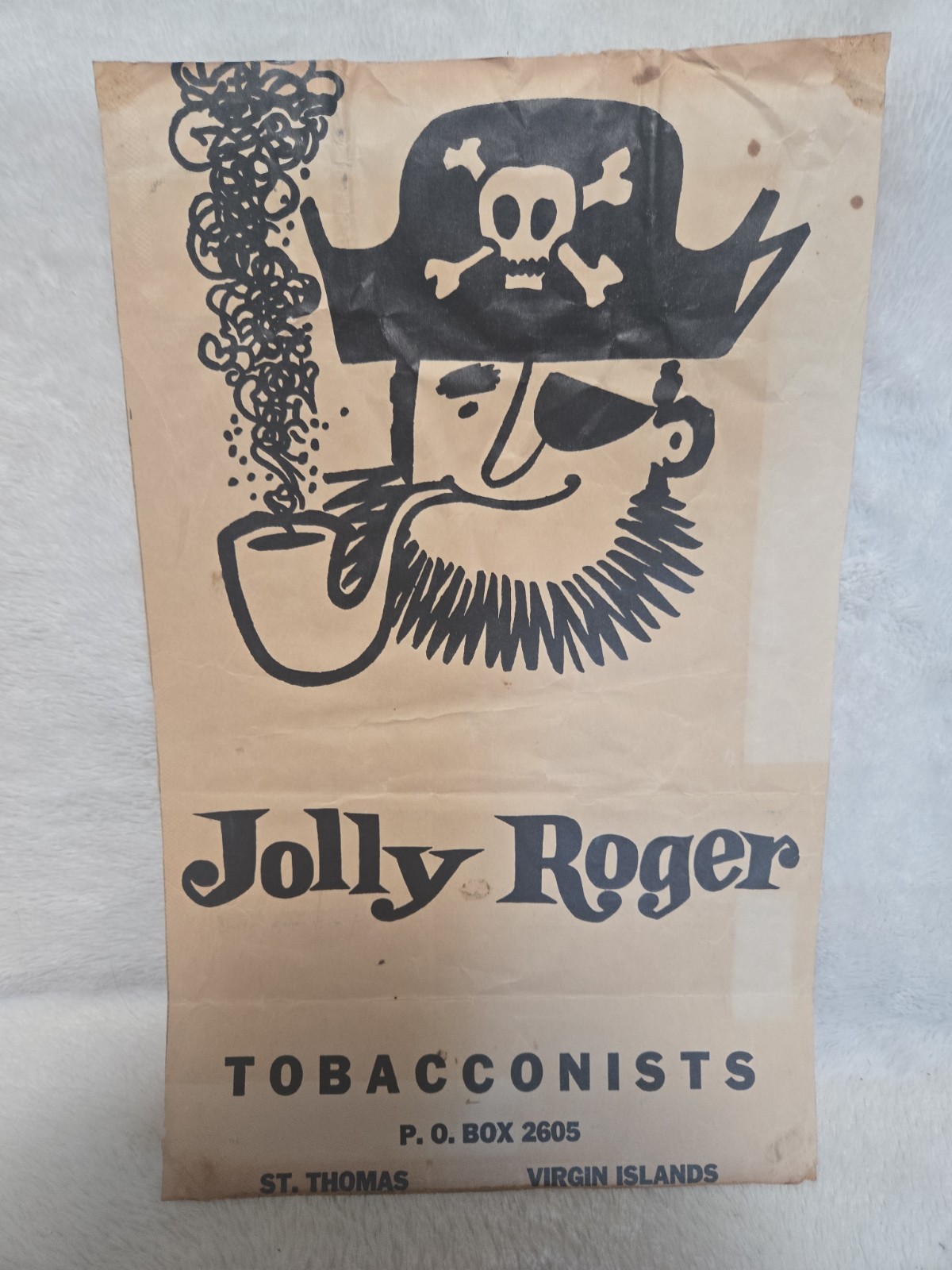 ORIGINAL Poster Jolly Roger Tobacconist ST.THOMAS VIRGIN ISLANDS RARE 1970s
