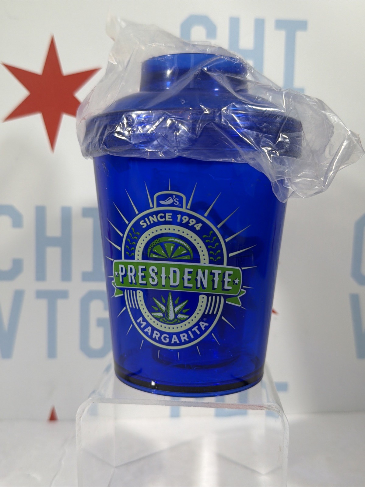 NEW Chili’s Grill & Bar Presidente Margarita Plastic Cocktail Shaker Cup Blue