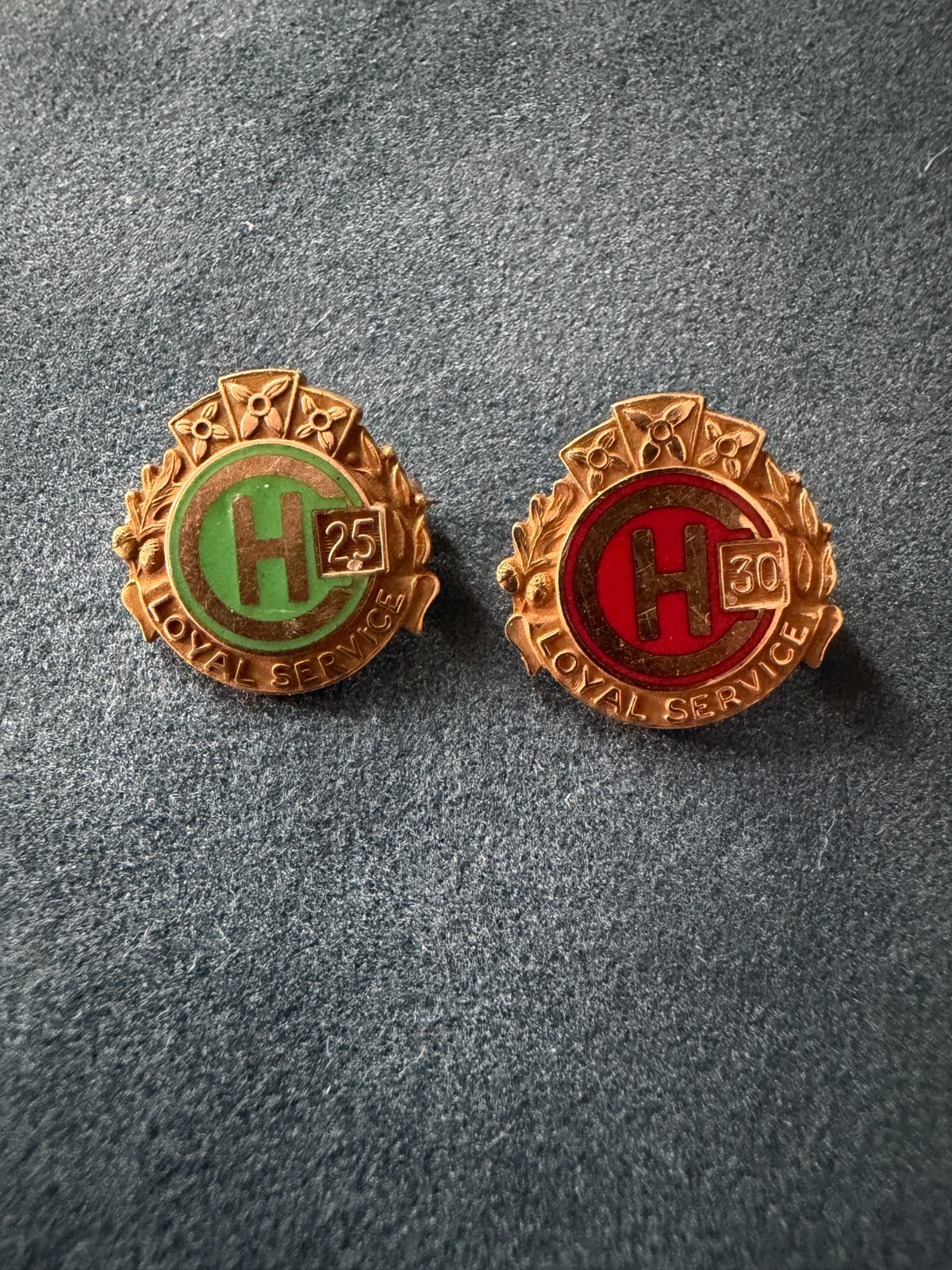 Vintage 10K Gold 25 and 30 year service pins together.
