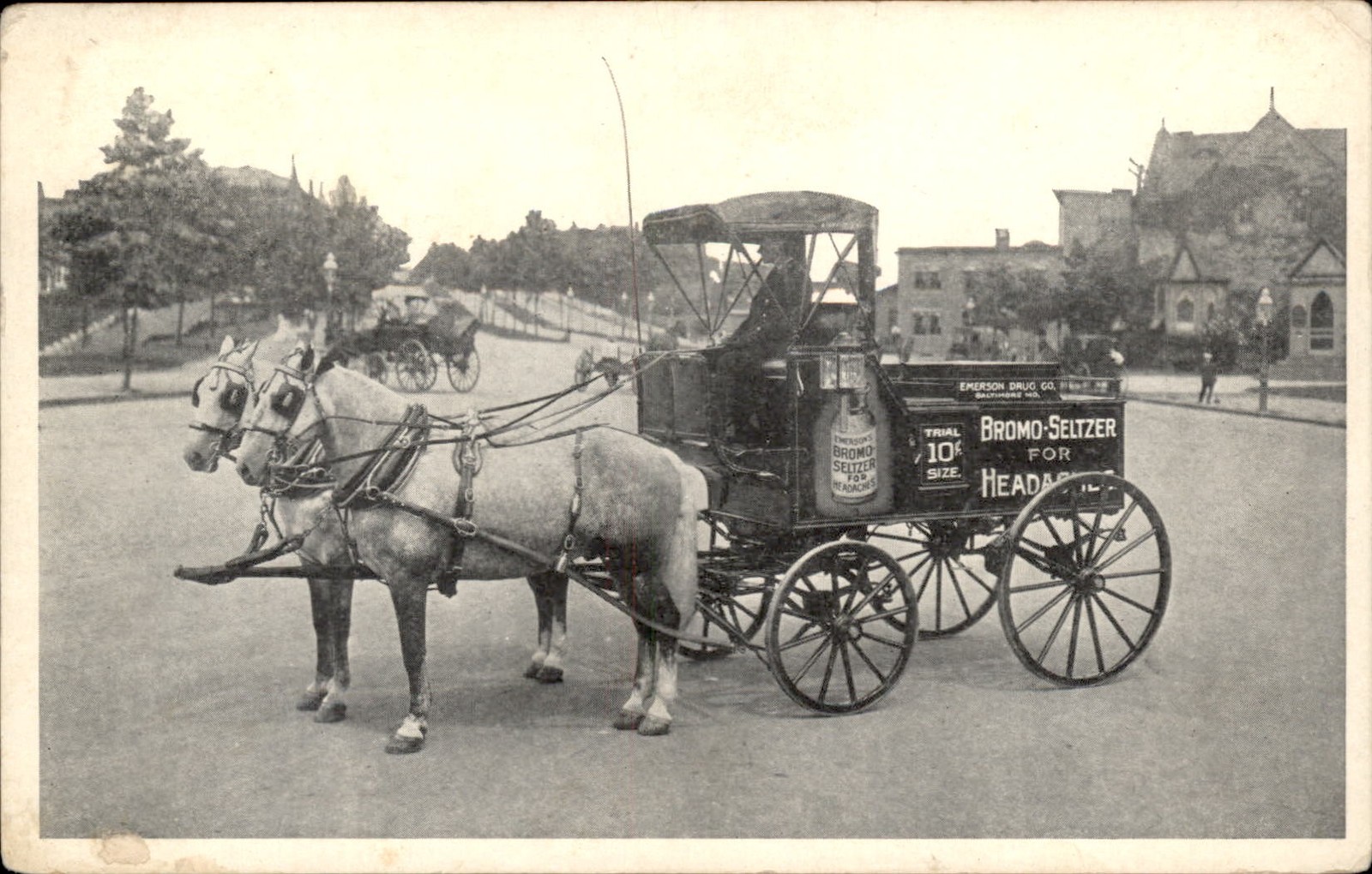 Baltimore? Bromo-Seltzer Wagon Emerson Drug Co. c1900s-10s Vintage Postcard bhn