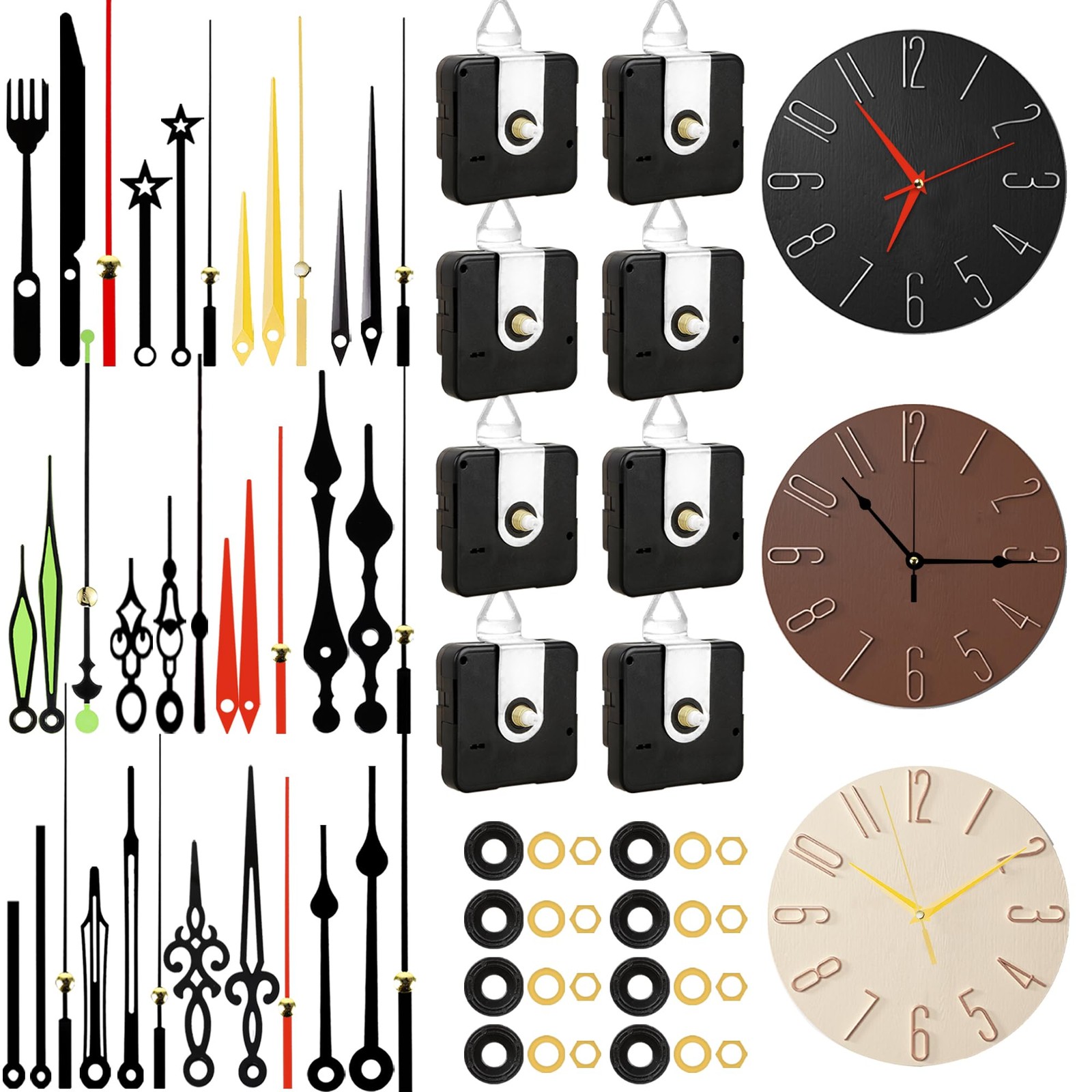 8 PCS High Torque Quartz Clock Movement Mechanism Clock Kit with 12 Different...