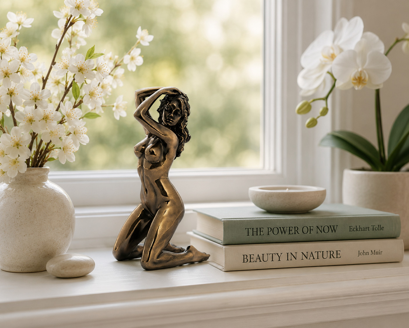 Bronze Finish Nude Female Statue Sculpture 7.13\
