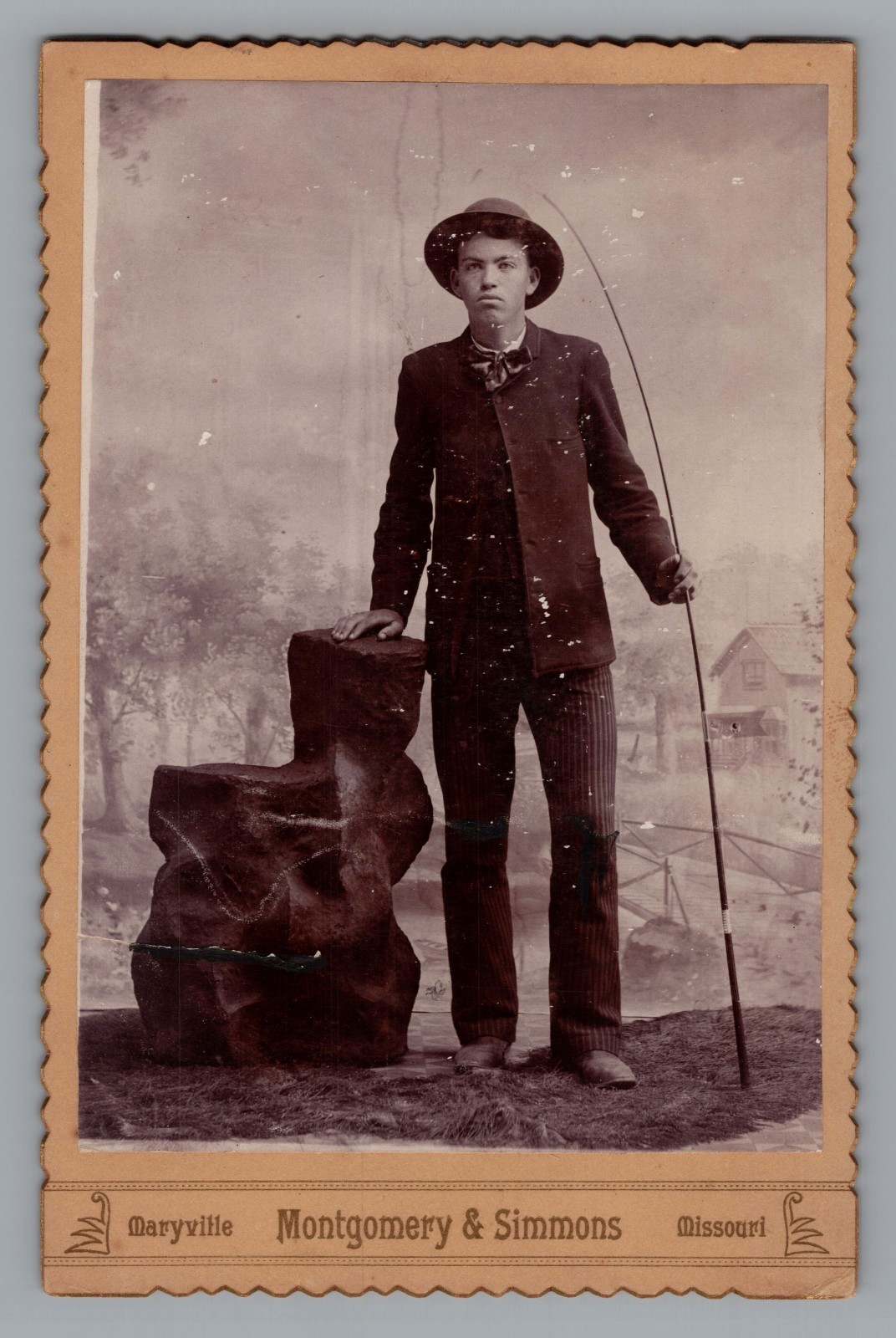 Cabinet Card Photo Man with Fishing Pole Rod Montgomery Simmons Maryville