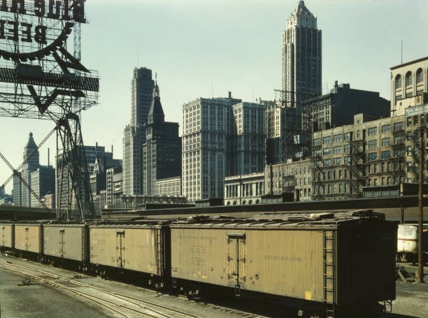 General view of part of South Water street Illinois Central Railro- Old Photo 2