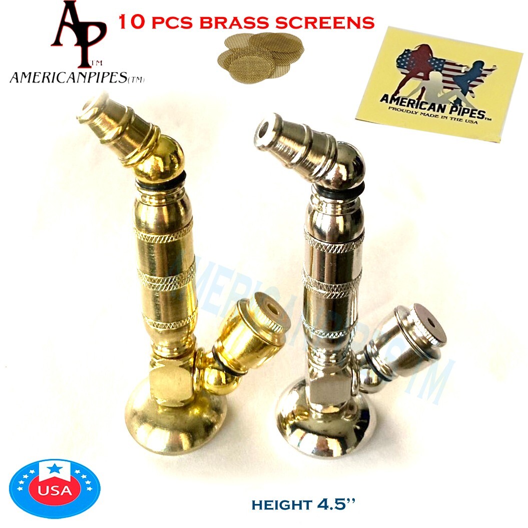 Americanpipes™ 2 PCS small long Chamber metal smoking Pipe w 10 brass screens Americanpipes™ 2 PCS small long Chamber metal smoking Pipe w 10 brass screens